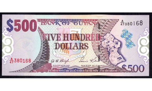 Гайана 500 долларов (2000) (GUYANA 500 dollars (2000)) P 34b : UNC