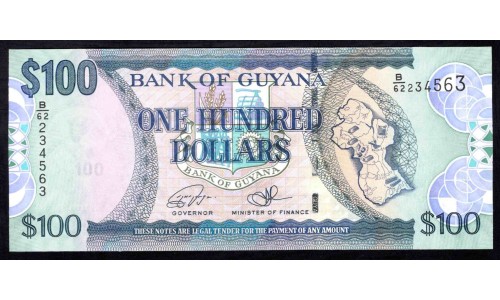 Гайана 100 долларов (2005-2016) (GUYANA 100 dollars (2005-2016)) P 36с : UNC