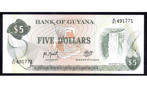 Гайана 5 долларов (1966-92) (GUYANA 5 dollars (1966-92)) P 22f : UNC