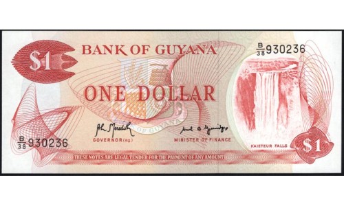 Гайана 1 доллар (1966-92) (GUYANA 1 dollar (1966-1992)) P 21g(1) : UNC