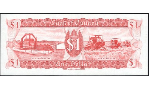 Гайана 1 доллар (1966-92) (GUYANA 1 dollar (1966-1992)) P 21g(1) : UNC