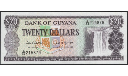 Гайана 20 долларов (1966-89) (GUYANA 20 dollars (1966-1989)) P 24d : UNC