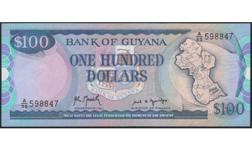 Гайана 100 долларов (1989) (GUYANA 100 dollars (1989)) P 28(2) : UNC