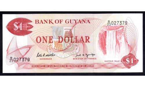 Гайана 1 доллар (1966-92) (GUYANA 1 dollar (1966-1992)) P 21f : UNC
