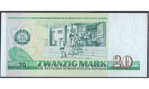 Германия, ГДР  20 марок 1975 год, YD Серия Замещения (Germany DDR 20 mark 1975, Replyciment) P 29r: UNC