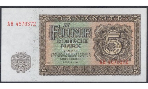 Германия, ГДР 5 марок 1948 год  (Germany DDR 5 Deutsche mark 1948 year) P 11b: UNC