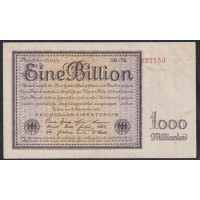 Германия 1 триллион 1923 год (Germany 1 Billionen rentenmark 1923) P 134c: XF