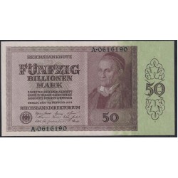 Германия 50 триллионов 1924 год, РАРИТЕТ (Germany 50 Billionen rentenmark 1924) P 139: XF
