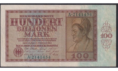 Германия 100 триллионов 1924 год, МЕГА РАРИТЕТ (Germany 100 Billionen rentenmark 1924) P 140: XF
