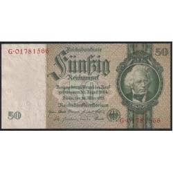 Германия 50 рейхсмарок 1933 год, G.01781566 (Germany 50 Reichsmark 1933 year) P 182b: UNC