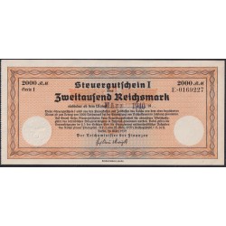 Германия налоговый ваучер 2000 рейхсмарок 1939 год, погашение март 1940 год, E.0169227 (Steuergutschein 2000 Reichsmark 1939, marz 1940) R-720d: UNC--