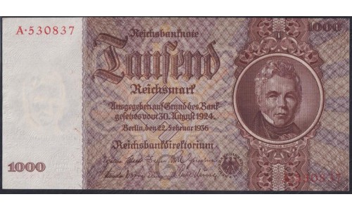 Германия 1000 марок 1936 год, A 530837 (Germany 1000 Reichsmark 1936 year) P 184: UNC