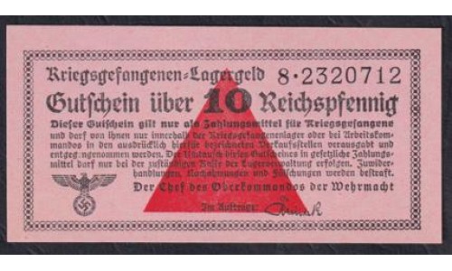 Германия, лагерные деньги 10 Рейхcпфеннингов 1939/45 год ( 10 Reichspfennig Lagergeld 1939/45, RAR) Ro 516: UNC