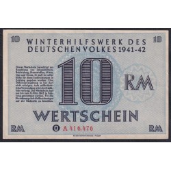 Германия, зимняя помощь 10 рейхсмарок 1941-42 год, A 416.476, 6 выпуск (Germany Kriegswinterhilfswerk 10 reichsmark 1941-42 year) : aUNC
