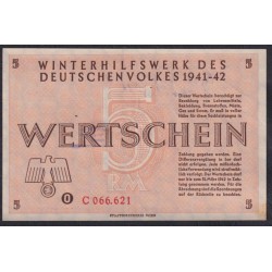 Германия, зимняя помощь 5 рейхсмарок 1941-42 год, C 066.621, 6 выпуск (Germany Kriegswinterhilfswerk 5 reichsmark 1941-42 year) : aUNC