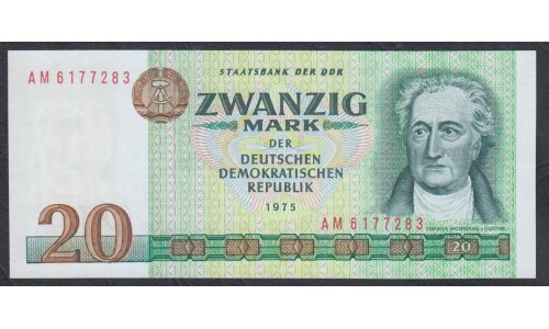 Германия, ГДР  20 марок 1975 год, серия АМ (Germany DDR 20 mark 1975 year) P 29a: UNC