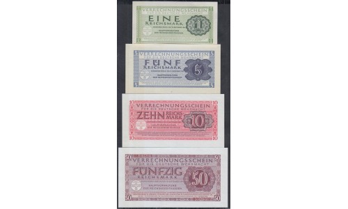 Вермахт полный комплект 1, 5, 1 и 50 Рейхсмарок 1944/45 год (Wehrmacht 1, 5, 10, 50 Reichsmark 1944/45) P-M38-M41: UNC