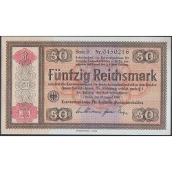 Германия 50 рейхсмарок 1934 год, литера D без перфорации (Germany 50 reichsmark 1934 year) P 211: UNC