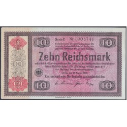 Германия 10 рейхсмарок 1934 год, без перфорации (Germany 10 reichsmark 1934 year, without perforation) P 208: aUNC/UNC