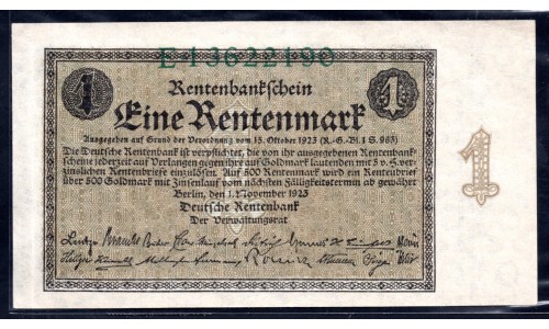 Германия 1 рентмарка 1923 год (Germany 1 rentenmark 1923 year) P 161: UNC