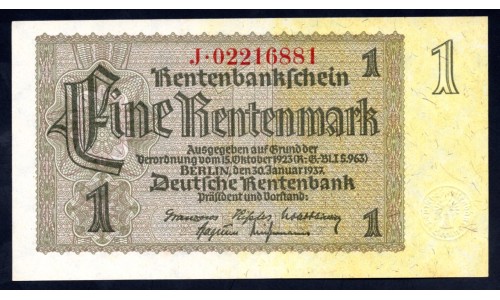 Германия 1 рентмарка 1937 год (Germany 1 rentenmark 1937 year) P 173b: UNC