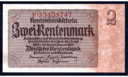 Германия 2 рентмарки 1937 год (Germany 2 rentenmark 1937 year) P 174b: UNC