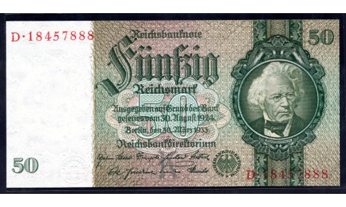 Германия 50 рейхсмарок 1933 год (Germany 50 Reichsmark 1933 year) P 182a: UNC