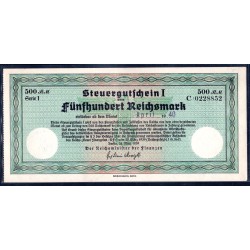 Германия налоговый ваучер 500 рейхсмарок 1940 год (Steuergutschein 500 Reichsmark 1940 year) R-717e: aUNC