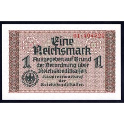 Германия, оккупация Европы 1 рейсхмарка 1939/45 год (Reichskreditkassenschein 1 Reichsmark 1939/45 year) P-R136: UNC