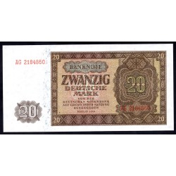 Германия 20 марок 1948 год  (Germany DDR 20 Deutsche mark 1948 year) P 13b: UNC