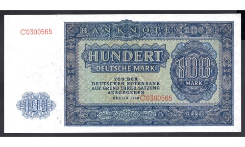 Германия, ГДР 100 марок 1948 год  (Germany DDR 100 Deutsche mark 1948 year) P 15: UNC