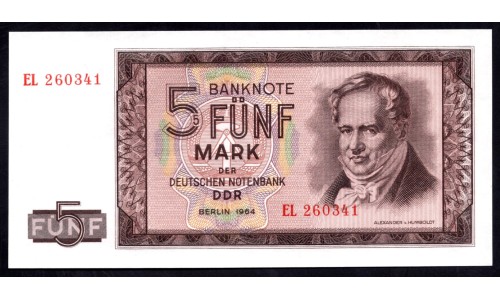 Германия, ГДР  5 марок 1964 год (Germany DDR 5 mark 1964 year) P 22: UNC