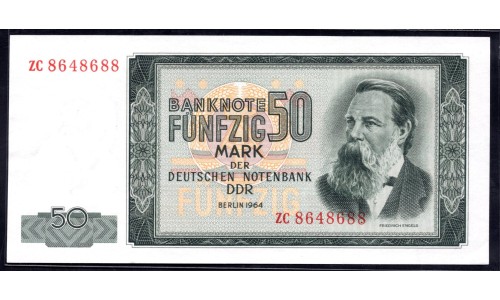 Германия, ГДР  50 марок 1964 год, ZC серия замещения (Germany DDR 50 mark 1964 year, replacement) P 25: UNC