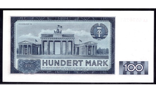 Германия, ГДР  100 марок 1964 год, стартовая серия АА (Germany DDR 100 mark 1964 year, starting letter AA) P 26: UNC