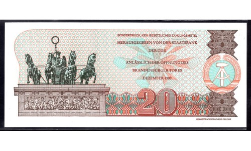 Германия, ГДР 20 марок 1989 год, серия для коллекционеров (Germany DDR 20 Mark 1989 year, Collector Series) P CS1: UNC