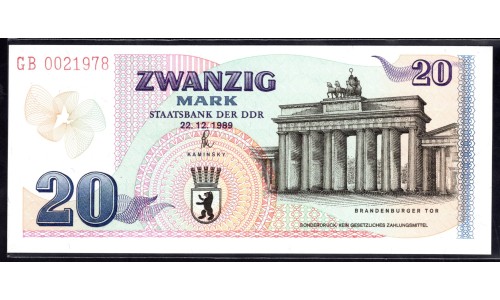 Германия, ГДР 20 марок 1989 год, серия для коллекционеров (Germany DDR 20 Mark 1989 year, Collector Series) P CS1: UNC