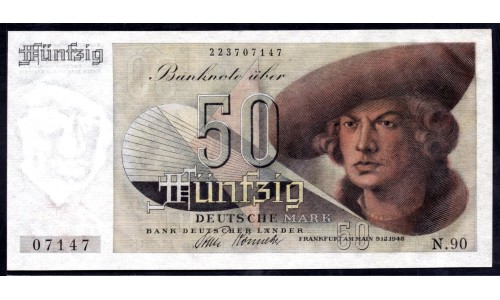 ФРГ 50 марок 1948 год (GFR 50 deutsche mark 1948 year) P 14a: UNC