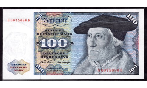  ФРГ 100 марок 1960 год (Germany, GFR 100 Mark 1960 year) P 22: UNC