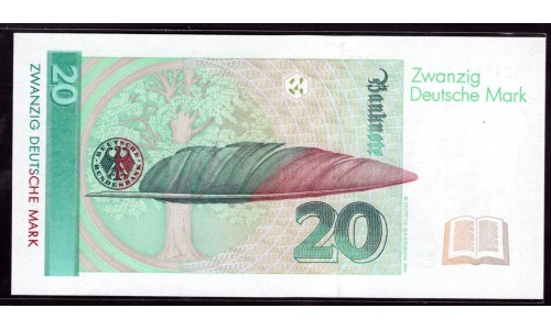  ФРГ 20 марок 1993 год (Germany, GFR 20 Mark 1993 year) P 39b: UNC