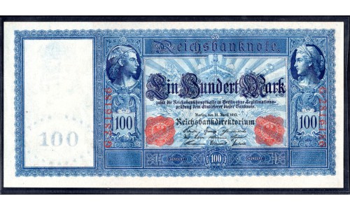 Германия 100 марок 1910 год (Germany 100 Mark 1910 year) P 42: UNC