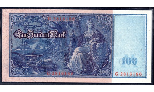 Германия 100 марок 1910 год (Germany 100 Mark 1910 year) P 42: UNC