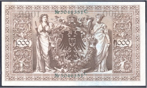 Германия 1000 марок 1910 год (Germany 1000 Mark 1910 year) P 45b: UNC 