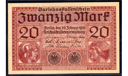 Германия 20 марок 1918 год (Germany 20 Mark 1918 year) P 57: UNC