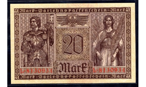 Германия 20 марок 1918 год (Germany 20 Mark 1918 year) P 57: UNC