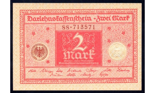 Германия 2 марки 1920 год (Germany 2 Mark 1920 year) P 59: UNC