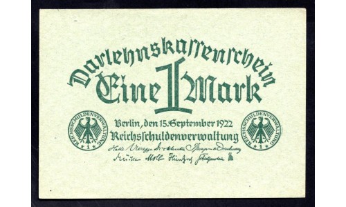 Германия 1 марка 1922 год (Germany 1 Mark 1920 year) P 61a: UNC