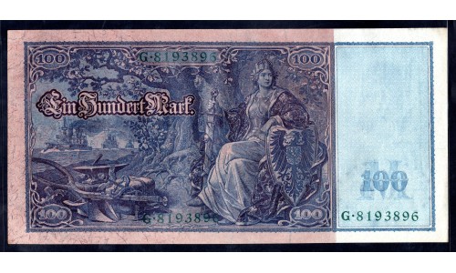 Германия 100 марок 1910 год (Germany 100 Mark 1910 year) P 43: UNC 