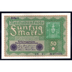 Германия 50 марок 1919 год, Reihe 1 (Germany 50 Mark 1919 year, Reihe1) P 66: UNC