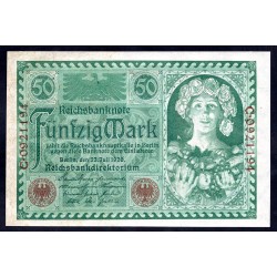 Германия 50 марок 1920 год (Germany 50 Mark 1920 year) P 68: UNC