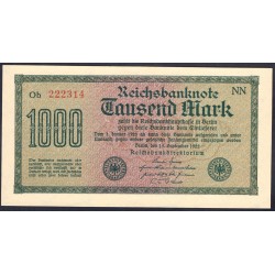 Германия 1000 марок 1922 год, 1 разновидность (Germany 1000 Mark 1922 year) P 76b: UNC
